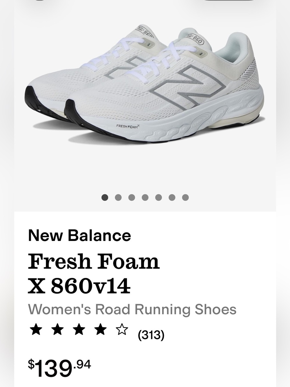 New Balance Fresh Foam X 860v14 Shoes Womens Sz 9B White/Sea Salt XLNT Shape!